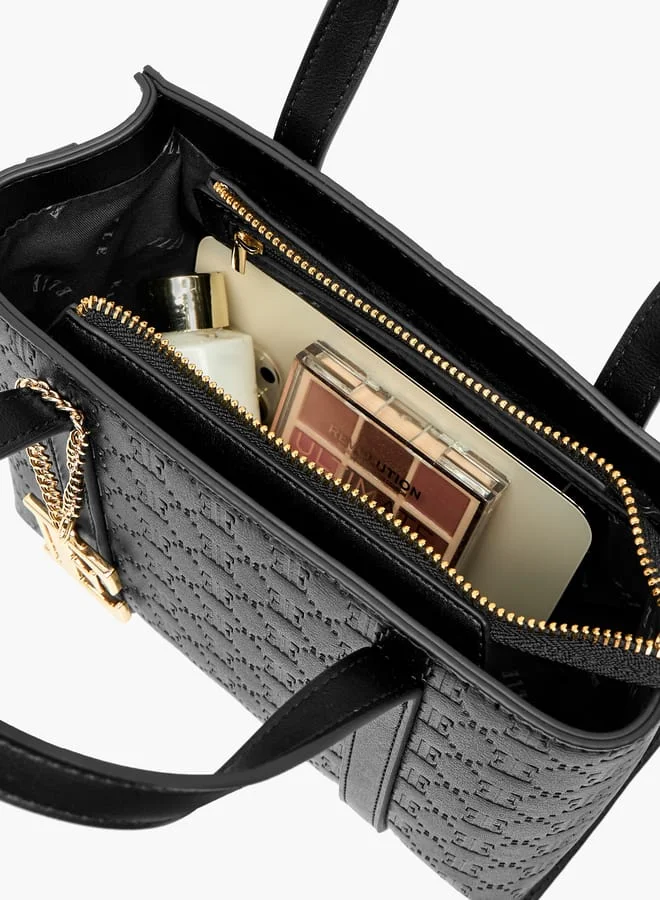 ايل Women Embossed Tote Bag with Double Handle and Zip Closure