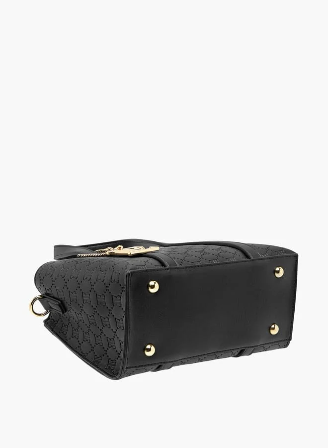 ايل Women Embossed Tote Bag with Double Handle and Zip Closure