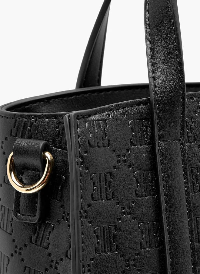 ايل Women Embossed Tote Bag with Double Handle and Zip Closure