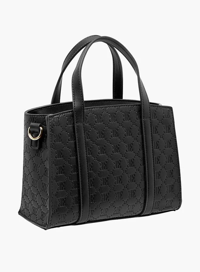 ايل Women Embossed Tote Bag with Double Handle and Zip Closure