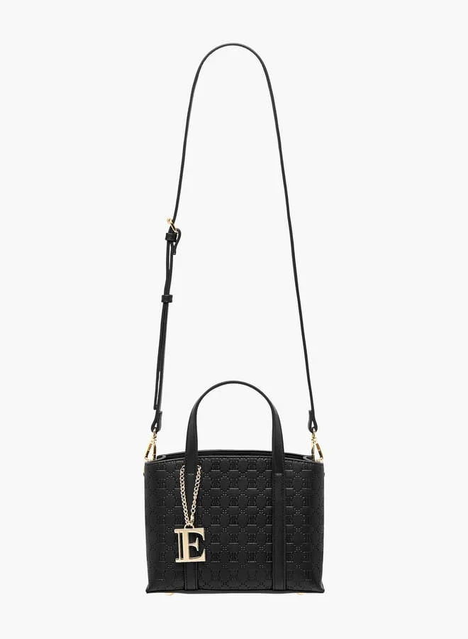 ايل Women Embossed Tote Bag with Double Handle and Zip Closure