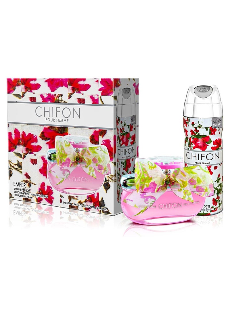 امبر طقم هدايا شيفون مكون من ( او دي بيرفيوم 100مللي - سبراي بيرفيوم 200مللي) نسائي - Image 1