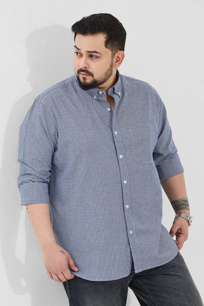 SNITCH  Navy Checkered Long Sleeve Regular Fit Casual Plus Size Shirt for Men | Best Price UAE