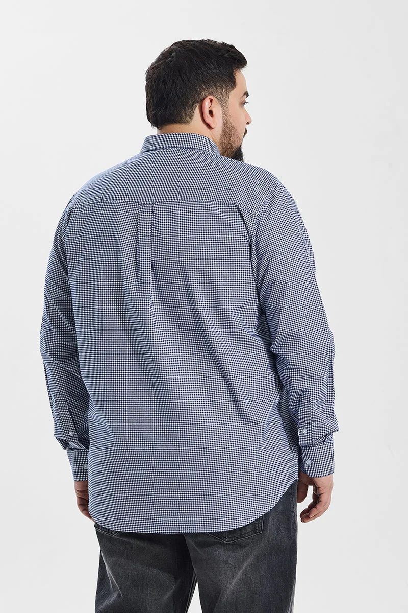 SNITCH  Navy Checkered Long Sleeve Regular Fit Casual Plus Size Shirt for Men | Best Price UAE
