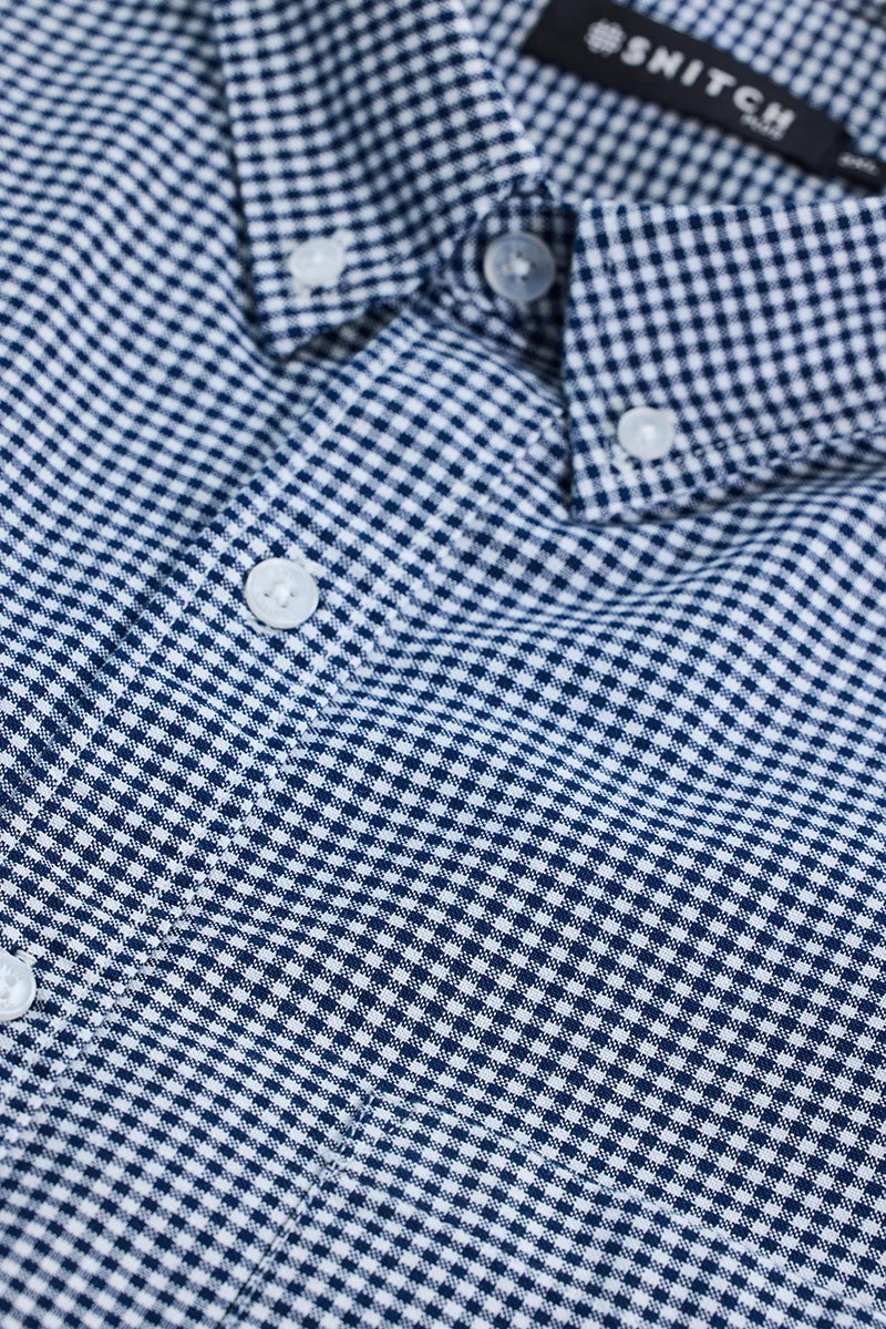 SNITCH  Navy Checkered Long Sleeve Regular Fit Casual Plus Size Shirt for Men | Best Price UAE