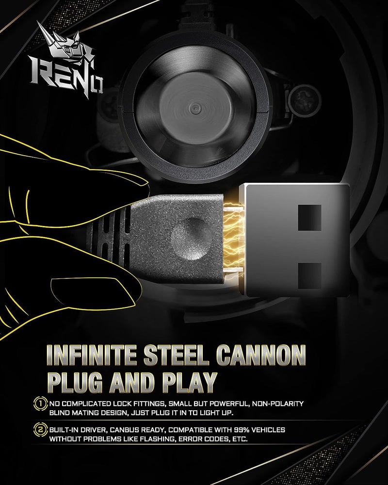 رينو مصابيح ضباب RENO H13، لمبة ضباب 9008 H13 لمبة ضباب باردة مع مروحة أو استخدام الطرق الوعرة، توصيل وتشغيل، حزمة من 2 - Image 3