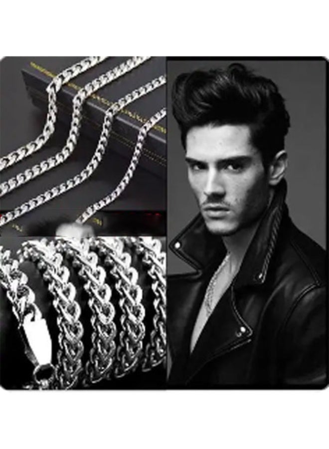 نيوترل قلادات رجالية مطلية بالفضة، قلادات رجالية عتيقة عالية الجودة من طراز المد والجزر للرجال مائة قلادة شخصية متخصصة كبيرة الإحساس العصابات وسيم ريترو مطلي بالفضة (فضة عتيقة) - Image 4