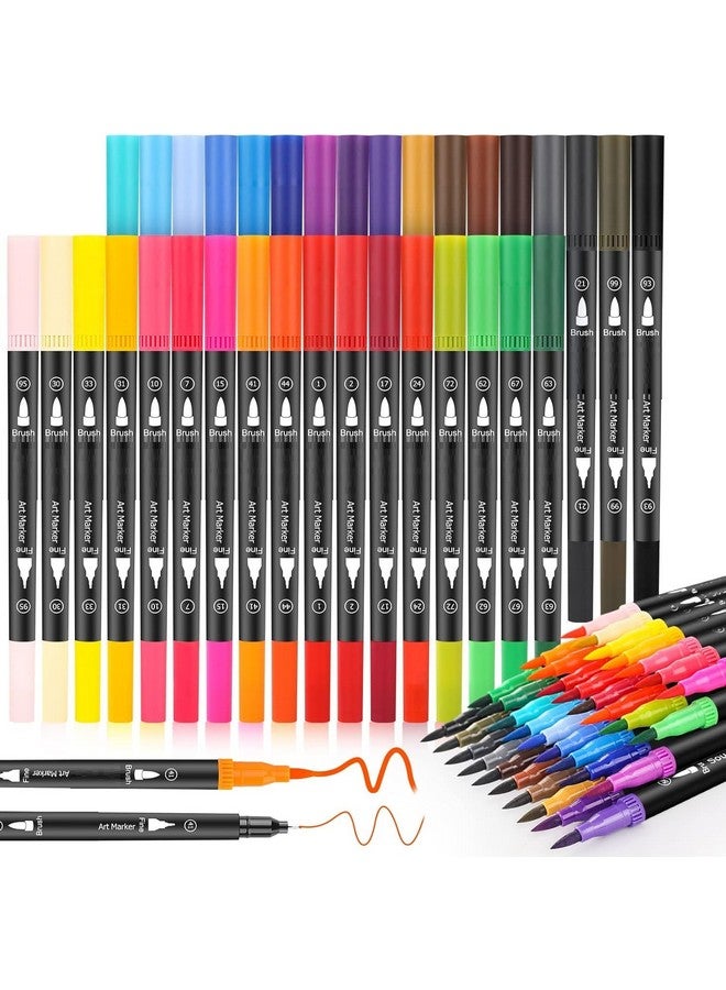 SUPER TOY 36 Shades Dual Tip Brush Marker Fineline Color Pens Set for Coloring Calligraphy Double Sided Art Markers for Kids Adult Artist, Journal, Doodling, Writing, Coloring Book - Image 1