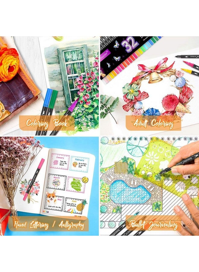 SUPER TOY 36 Shades Dual Tip Brush Marker Fineline Color Pens Set for Coloring Calligraphy Double Sided Art Markers for Kids Adult Artist, Journal, Doodling, Writing, Coloring Book - Image 5