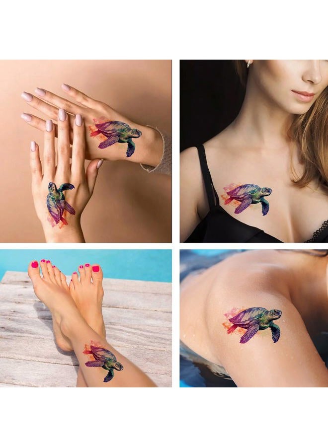 Dopetattoo 6 Sheets Temporary Tattoos sea Turtles tortoise Temporary tattoo Neck Arm Chest for Women Men Adults - Image 3