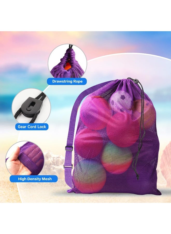 GSE Games & Sports Expert Extra-Large Mesh Sports Ball Drawstring Bag | Sports Equipment Bag with Adjustable Shoulder Strap for Gym Training, Soccer, Football, Basketball, Volleyball, Swimming (Purple)  - Image 4