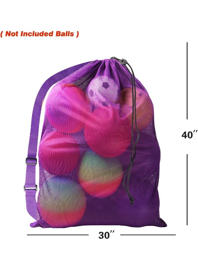 GSE Games & Sports Expert Extra-Large Mesh Sports Ball Drawstring Bag | Sports Equipment Bag with Adjustable Shoulder Strap for Gym Training, Soccer, Football, Basketball, Volleyball, Swimming (Purple)  - Image 1