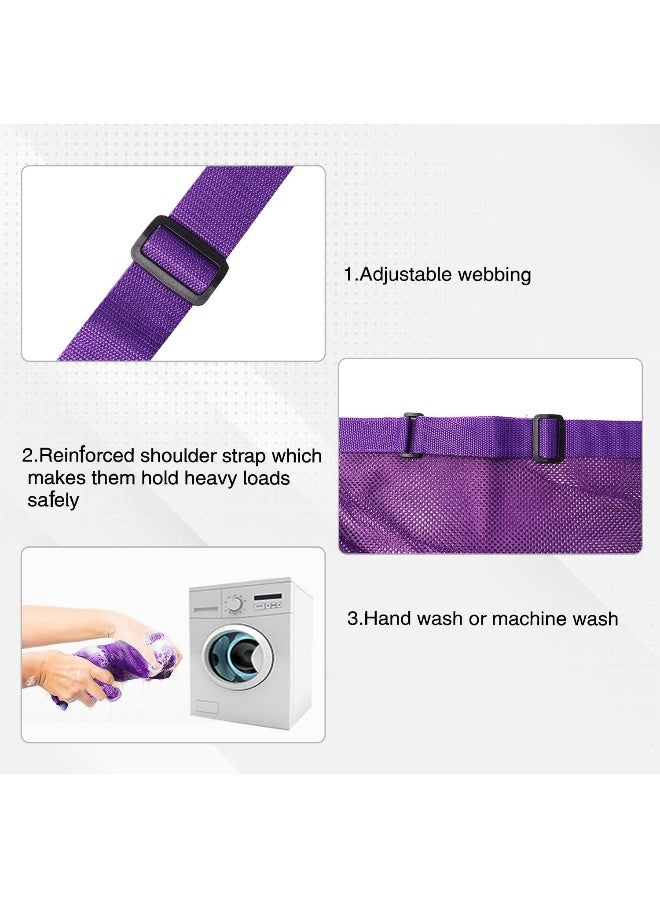 GSE Games & Sports Expert Extra-Large Mesh Sports Ball Drawstring Bag | Sports Equipment Bag with Adjustable Shoulder Strap for Gym Training, Soccer, Football, Basketball, Volleyball, Swimming (Purple)  - Image 5