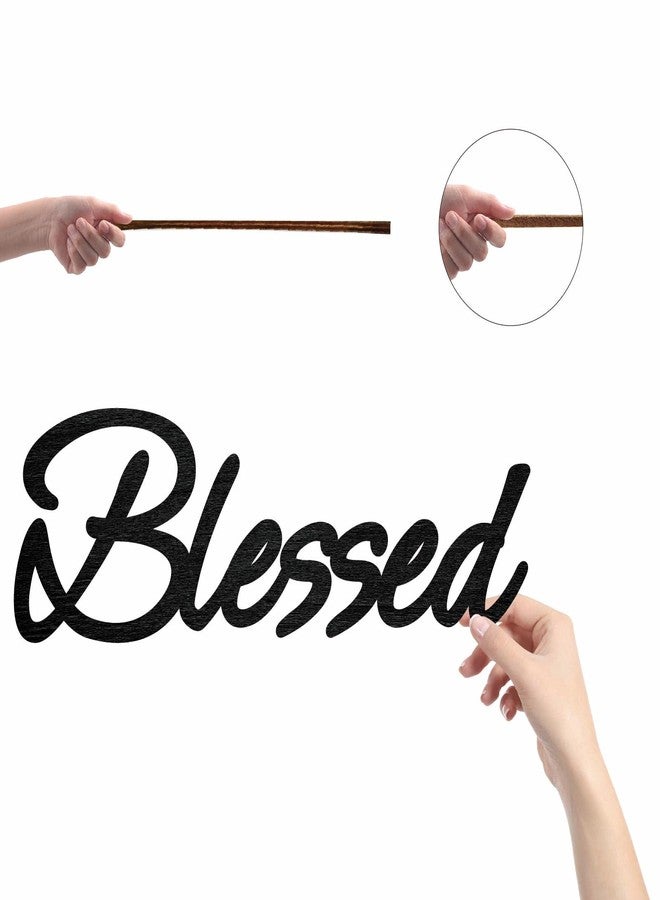 CREATCABIN Blessed Word Cutout Unfinished Wooden Words Decorative Sign Wood Letters Wall Sculpture Art Laser Cut Hanging Block Decor for Wreath Front Door Wall Room Hotel Shop Decoration 12 x 3.9 inch - Image 3