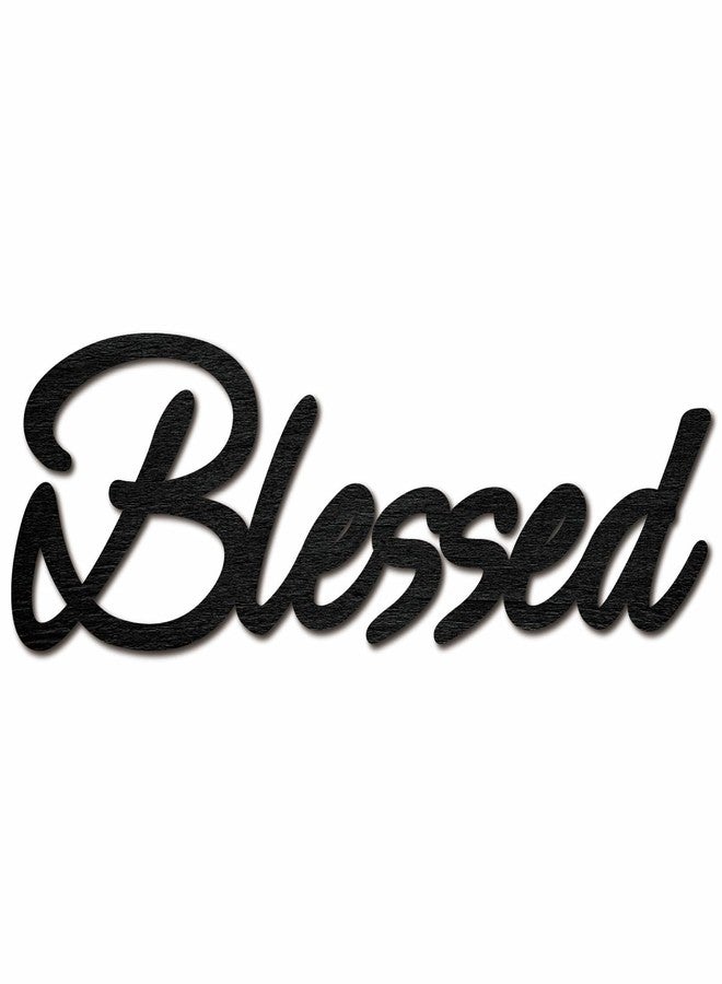 CREATCABIN Blessed Word Cutout Unfinished Wooden Words Decorative Sign Wood Letters Wall Sculpture Art Laser Cut Hanging Block Decor for Wreath Front Door Wall Room Hotel Shop Decoration 12 x 3.9 inch - Image 1