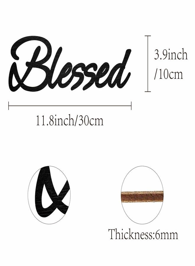 CREATCABIN Blessed Word Cutout Unfinished Wooden Words Decorative Sign Wood Letters Wall Sculpture Art Laser Cut Hanging Block Decor for Wreath Front Door Wall Room Hotel Shop Decoration 12 x 3.9 inch - Image 2