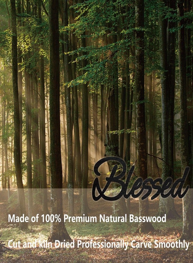 CREATCABIN Blessed Word Cutout Unfinished Wooden Words Decorative Sign Wood Letters Wall Sculpture Art Laser Cut Hanging Block Decor for Wreath Front Door Wall Room Hotel Shop Decoration 12 x 3.9 inch - Image 4
