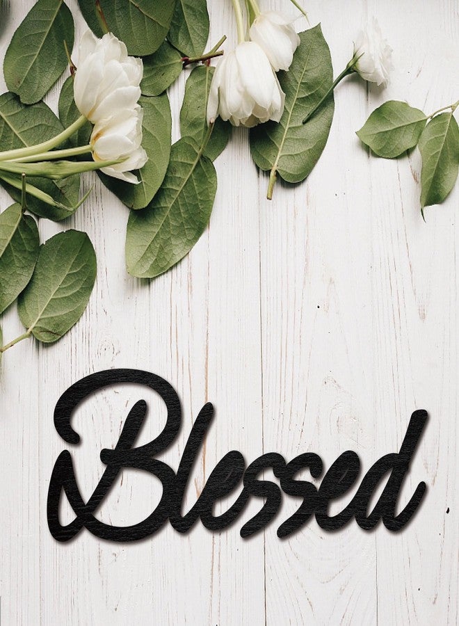 CREATCABIN Blessed Word Cutout Unfinished Wooden Words Decorative Sign Wood Letters Wall Sculpture Art Laser Cut Hanging Block Decor for Wreath Front Door Wall Room Hotel Shop Decoration 12 x 3.9 inch - Image 5
