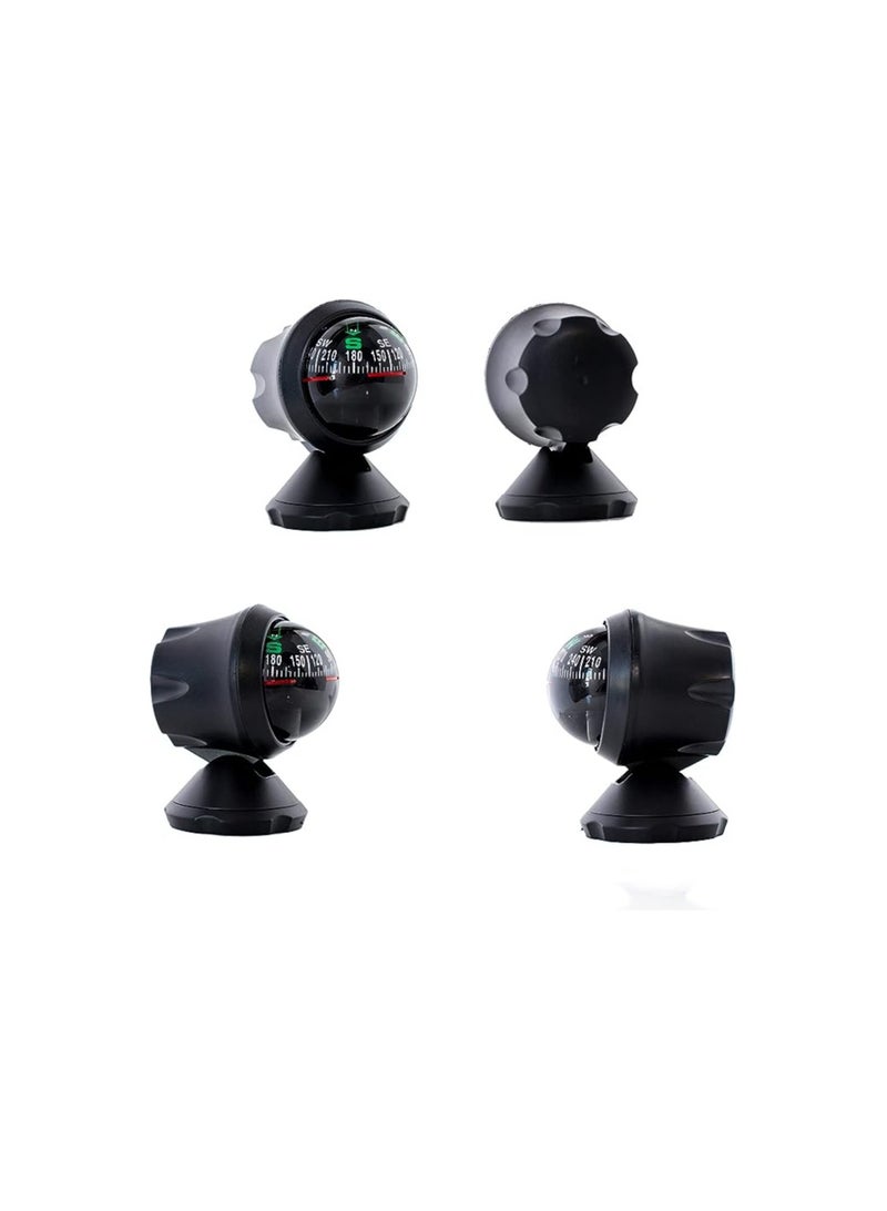SOLARAE Automotive Compass Ball, Car Compass with Bottom Stick, Adjustable Compass with Adhesive Tape, Dashboard Compass, Camping Navigation Compass for Car Vehicle Boat to Find Direction(1 Pack) - Image 3