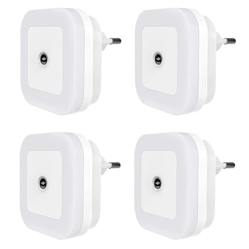ketmart 0.5W Led Plug in Smart Night Lamp with Automatic Sensor LED Night Light Lamp, Daylight White, Plug(Pack_4) - Image 1