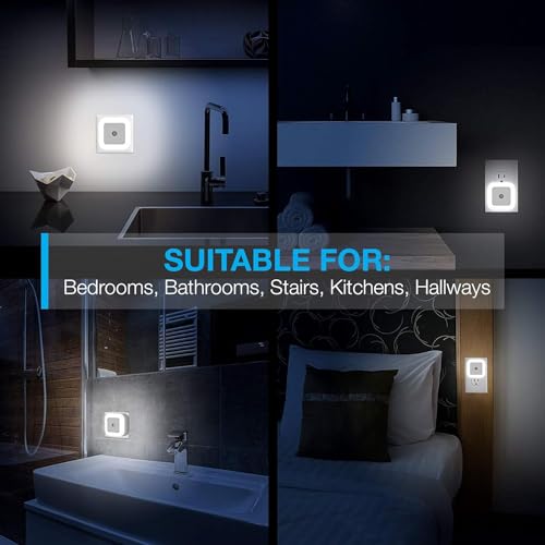 ketmart 0.5W Led Plug in Smart Night Lamp with Automatic Sensor LED Night Light Lamp, Daylight White, Plug(Pack_4) - Image 2