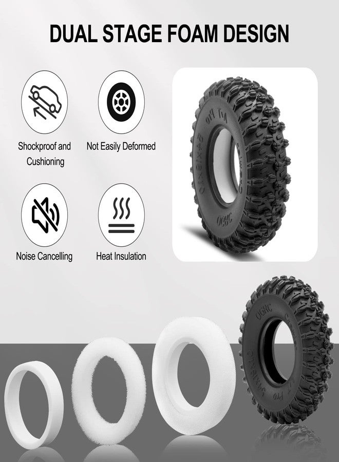 OGUNKE OGRC 1.0 Crawler Tires Super Soft and Sticky with Dual Stage Foam 1.0 RC Tires for SCX24 Gladiator Bronco C10 JLU Deadbolt B17 FCX24 - A/T Pro - Image 5