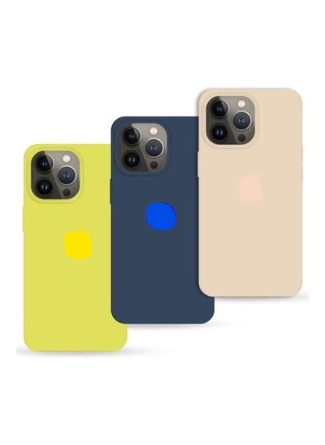 Genetic 3Pack for iPhone 13 Pro Silicone Case Soft Slim Liquid Gel Silicone Shockproof Phone Cover Microfiber Lining Full Body Protection 6.1 inch Pink Sand/Midnight Blue/Lemon  - Image 1