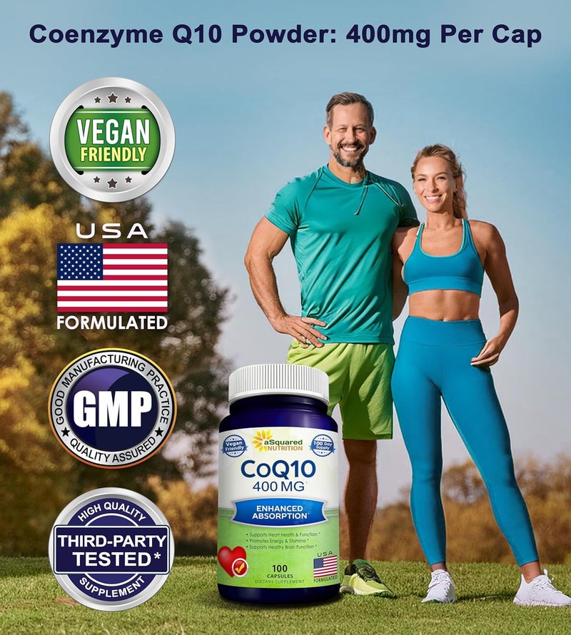 aSquared Nutrition CoQ10 400mg Max Strength 100 Veggie Capsules  High Absorption Coenzyme Q10 Powder  Ubiquinone Supplement Pills Extra Antioxidant CO Q10 Enzyme Vitamin Tablets Coq 10 400 mg - Image 5