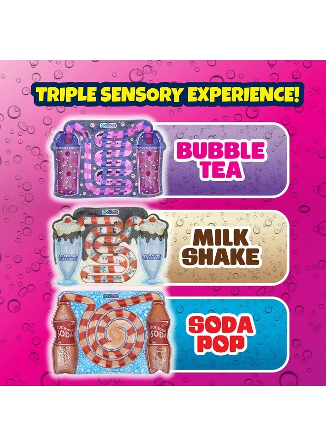 قلعة السماء - Gootoobz Sips، أنابيب حسية طرية مملوءة بالمياه الملونة واللمعان والخرز، غير سامة، لا تسبب الفوضى، قابلة للضغط، لتخفيف التوتر والقلق (شاي الفقاعات) - Image 1