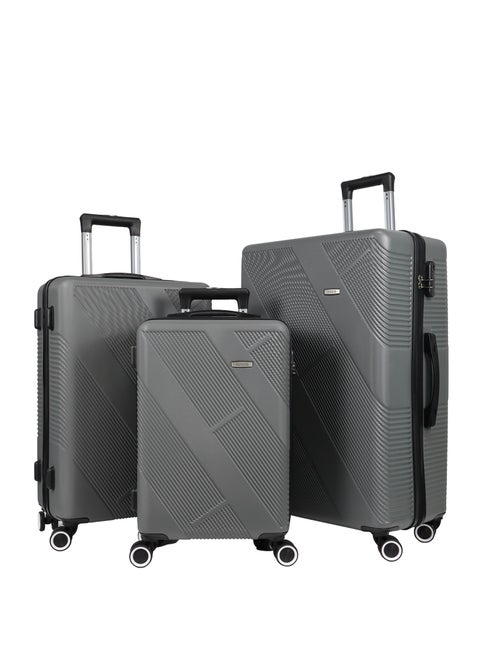 Miazib 3-Piece Hard Shell Luggage Set - Ultra Durable, Lightweight, Stylish Grey Suitcases with TSA Lock, 360° Spinner Wheels, and Expandable Design for Versatile Travel Needs