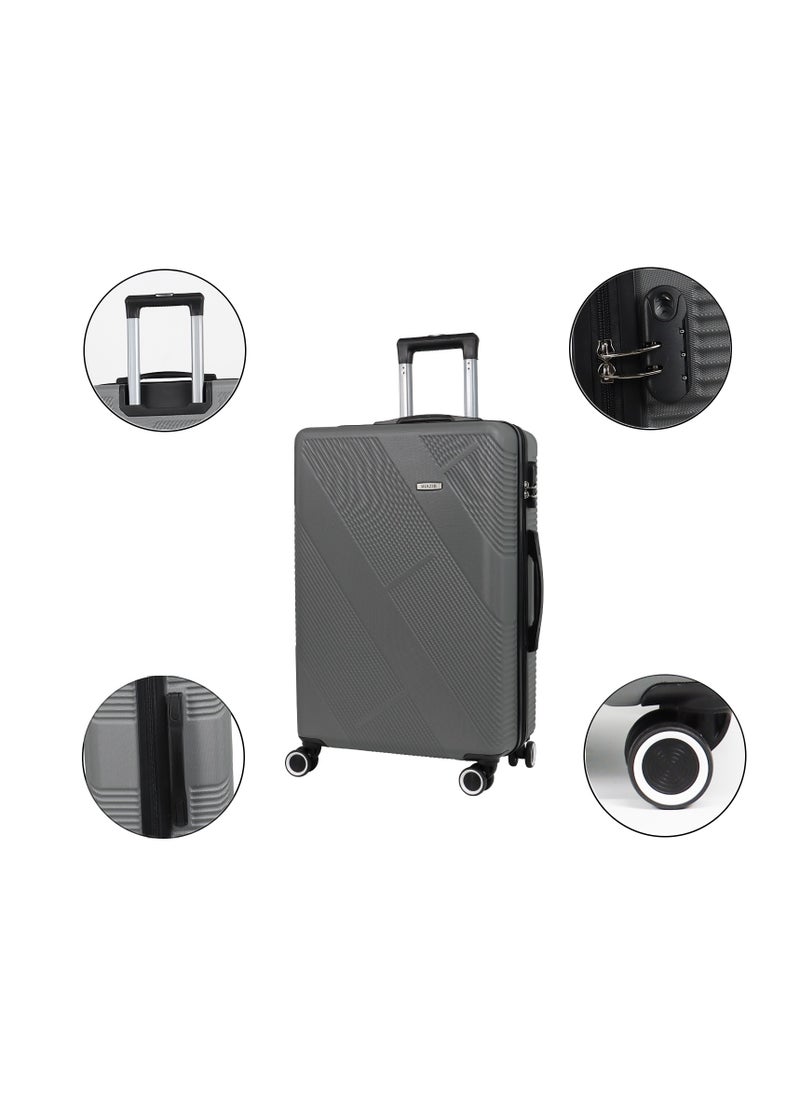 Miazib 3-Piece Hard Shell Luggage Set - Ultra Durable, Lightweight, Stylish Grey Suitcases with TSA Lock, 360° Spinner Wheels, and Expandable Design for Versatile Travel Needs