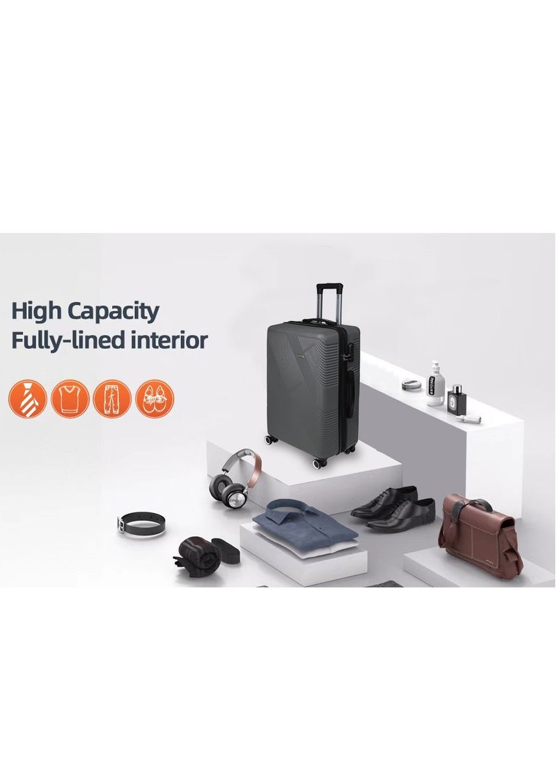 Miazib 3-Piece Hard Shell Luggage Set - Ultra Durable, Lightweight, Stylish Grey Suitcases with TSA Lock, 360° Spinner Wheels, and Expandable Design for Versatile Travel Needs