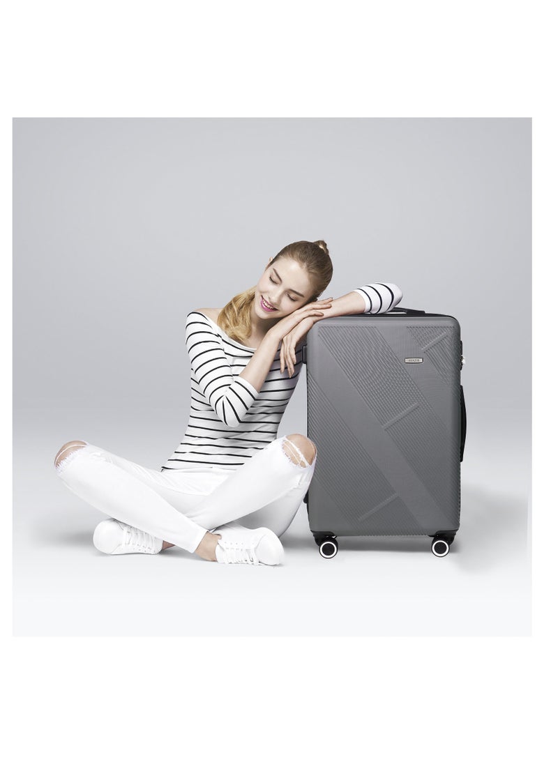 Miazib 3-Piece Hard Shell Luggage Set - Ultra Durable, Lightweight, Stylish Grey Suitcases with TSA Lock, 360° Spinner Wheels, and Expandable Design for Versatile Travel Needs