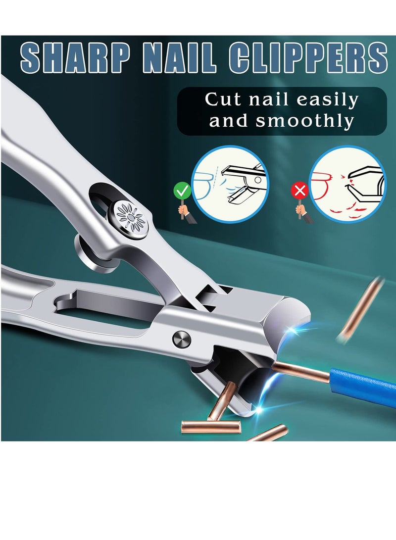 SYOSI مقص أظافر بفتحة فك واسعة بدون رش للأظافر السميكة مع مقص أظافر من الفولاذ المقاوم للصدأ بمقبض طويل مع شفرة منحنية حادة للرجال وكبار السن - Image 5