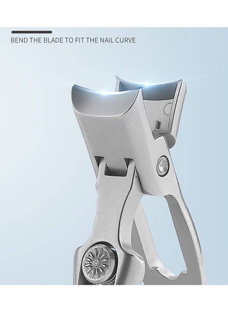 SYOSI مقص أظافر بفتحة فك واسعة بدون رش للأظافر السميكة مع مقص أظافر من الفولاذ المقاوم للصدأ بمقبض طويل مع شفرة منحنية حادة للرجال وكبار السن - Image 2