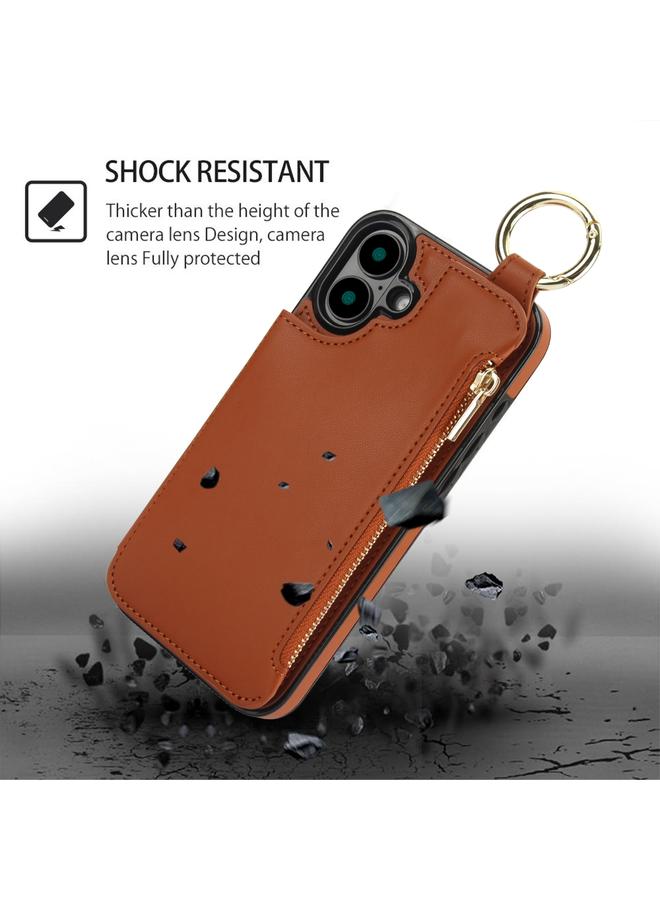 S-TOP Case For iPhone 16 RFlD Anti-theft Double Buckle Ring Zipper Card Phone Case - Image 2