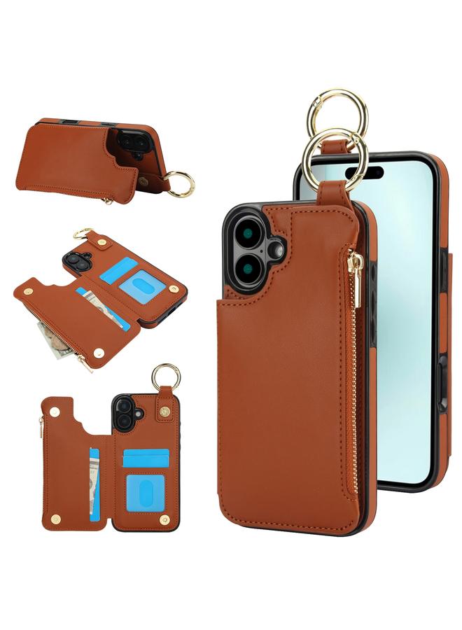 S-TOP Case For iPhone 16 RFlD Anti-theft Double Buckle Ring Zipper Card Phone Case - Image 1
