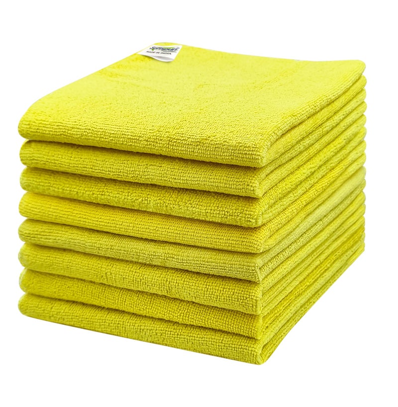 SOFTSPUN Microfiber Cleaning Cloths, 8pcs 40x40cms 220 GSM Yellow! Highly Absorbent, Lint and Streak Free, Multi -Purpose Wash Cloth for Kitchen, Car, Window, Stainless Steel, Silverware.… - Image 2