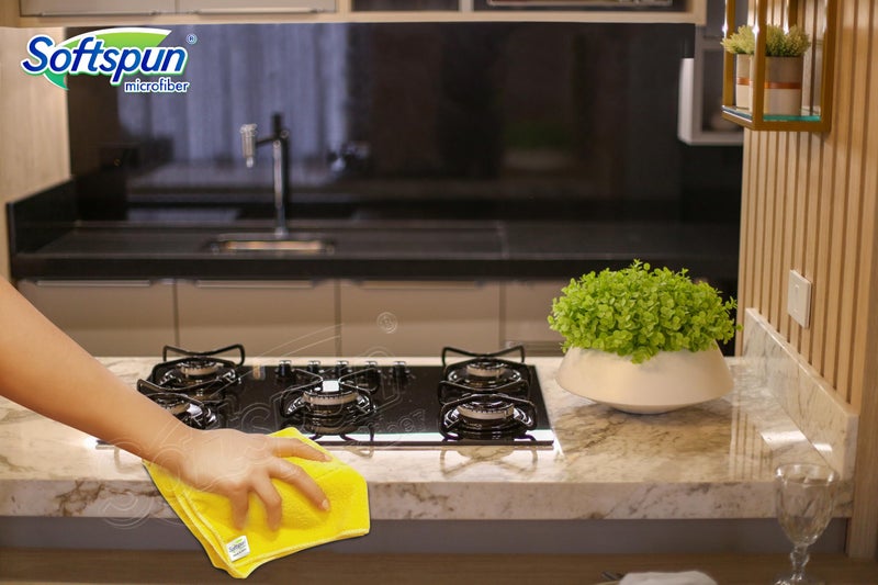 SOFTSPUN Microfiber Cleaning Cloths, 8pcs 40x40cms 220 GSM Yellow! Highly Absorbent, Lint and Streak Free, Multi -Purpose Wash Cloth for Kitchen, Car, Window, Stainless Steel, Silverware.… - Image 4