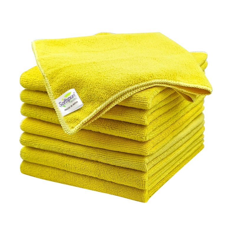SOFTSPUN Microfiber Cleaning Cloths, 8pcs 40x40cms 220 GSM Yellow! Highly Absorbent, Lint and Streak Free, Multi -Purpose Wash Cloth for Kitchen, Car, Window, Stainless Steel, Silverware.… - Image 1