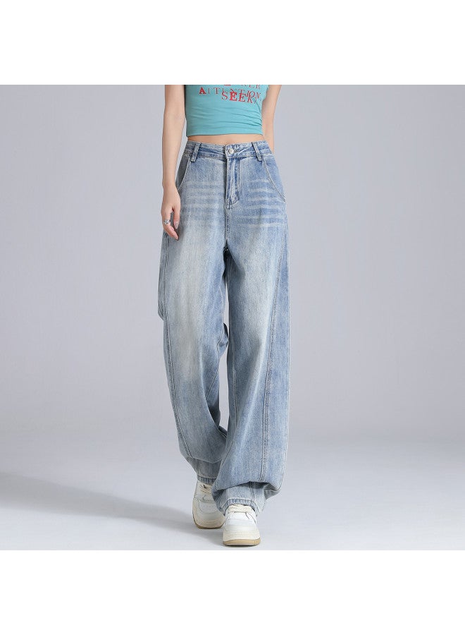 EPTISON Vintage Washed Cropped Wide-leg Jeans For Women - 2025 Summer High Waist Loose Fit Stretch Denim Pants - Image 2