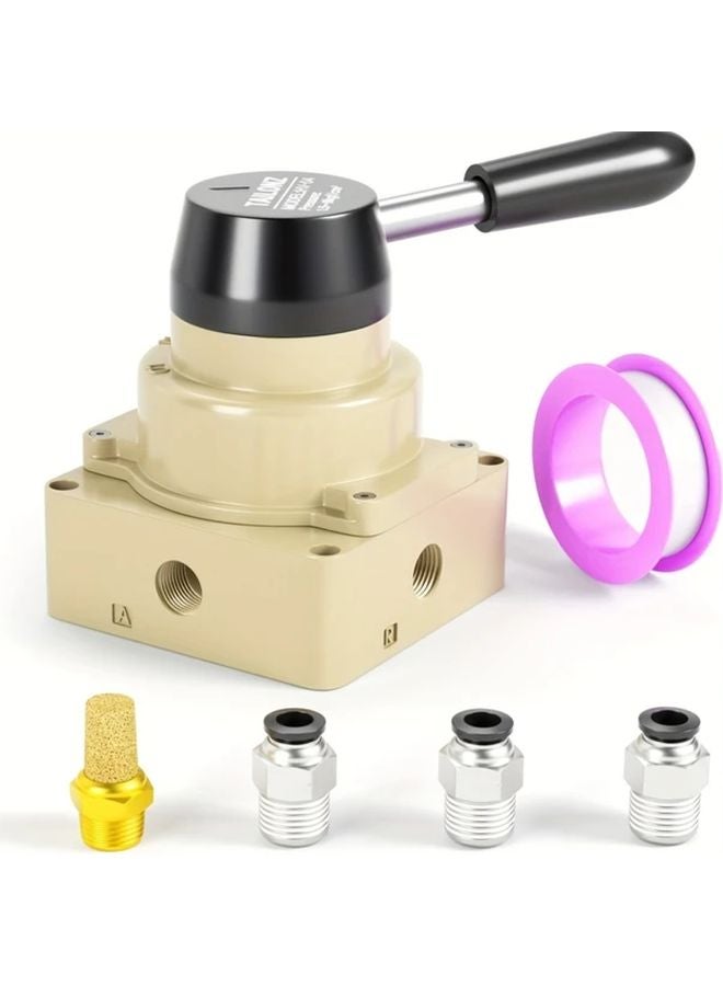 HV 02 3 Position 4 Way Pneumatic Rotary Valve NPT Adjustable Height Metal Actuator - Image 2