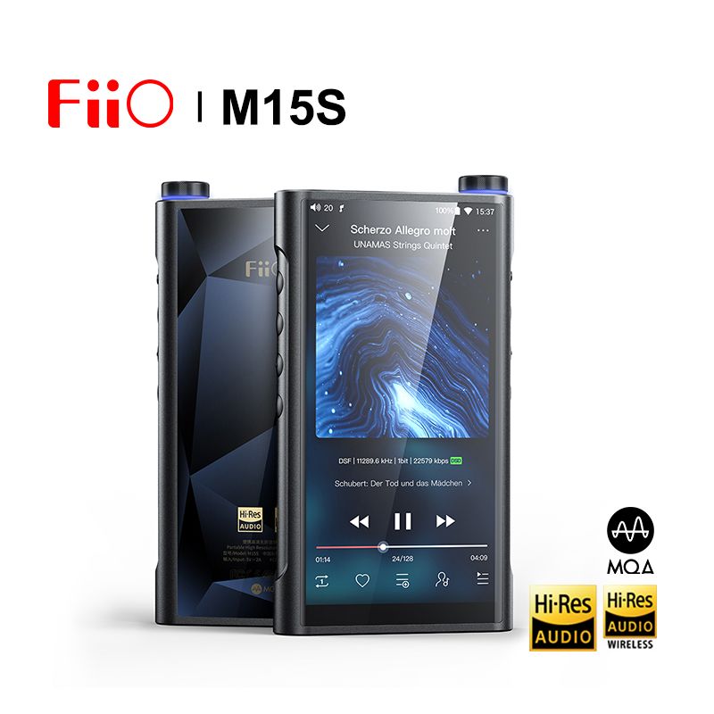 FiiO M15s Portable Hi-Res Lossless Music Player Android 10 MQA MP3 with Es9038pro DAC and Snapdragon, Blue - Image 1