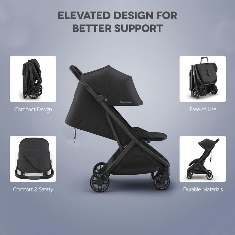 UPPAbaby عربة أطفال UPPAbaby Minu V3 للأطفال، قابلة للطي بيد واحدة، متوافقة مع صندوق الأمتعة العلوي، تشمل واقي المطر، رمادي غامق - Image 4