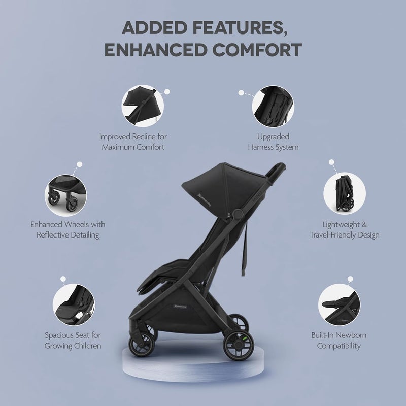 UPPAbaby عربة أطفال UPPAbaby Minu V3 للأطفال، قابلة للطي بيد واحدة، متوافقة مع صندوق الأمتعة العلوي، تشمل واقي المطر، رمادي غامق - Image 3