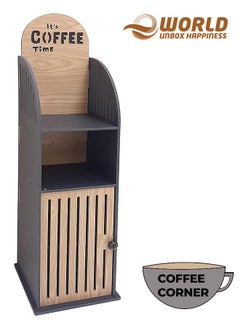 Eworld Compact Coffee Corner, Transform the Living Room, Kitchen, and Office with a Small Plastic Coffee Table, Ideal for Coffee Machines, Made of Lightweight Plastic in Chic Black and Brown.  - Image 1