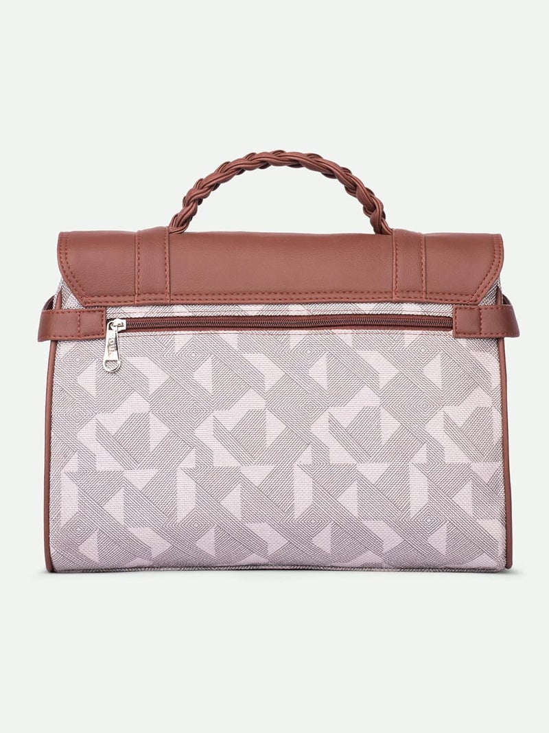 ZOUK Women's Konkona Heritage Satchel Bag | Jute | Vegan Leather Handcrafted With Detachable Sling Strap - Image 5