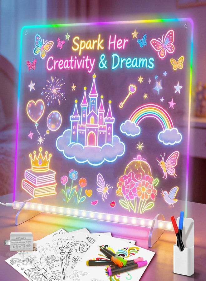 Lumiboard Led Drawing Board with 8 Colors, 13"x10" Acrylic Dry Erase Board with 13 Light Effects, Glow Doodle Board Gifts for Kids for Easter Halloween Christmas Birthday Gifts Presents - Image 1