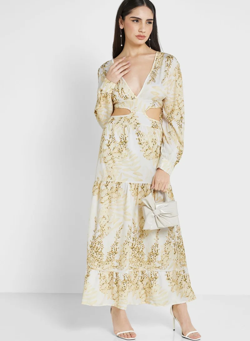 Cutout Back Printed Dress