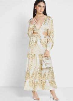 Cutout Back Printed Dress